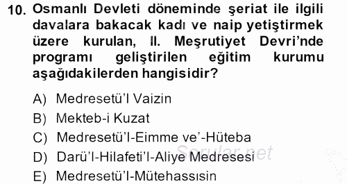 Eğitim Tarihi 2013 - 2014 Dönem Sonu Sınavı 10.Soru