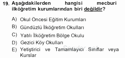 Eğitim Tarihi 2013 - 2014 Dönem Sonu Sınavı 19.Soru