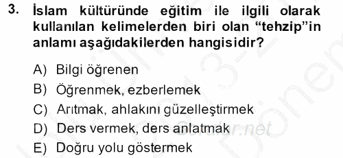 Eğitim Tarihi 2013 - 2014 Dönem Sonu Sınavı 3.Soru