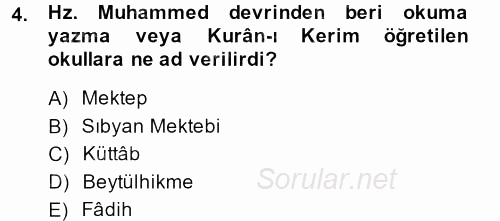 Eğitim Tarihi 2013 - 2014 Dönem Sonu Sınavı 4.Soru