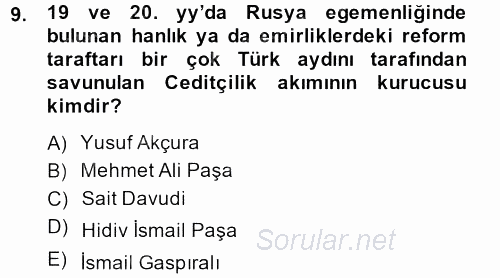 Eğitim Tarihi 2013 - 2014 Dönem Sonu Sınavı 9.Soru