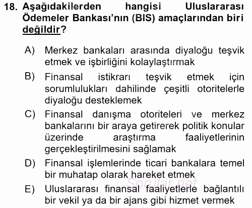 Dış Ticaretle İlgili Kurumlar ve Kuruluşlar 2017 - 2018 3 Ders Sınavı 18.Soru