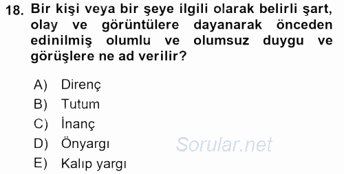 Bireyler Arası İletişim 2017 - 2018 3 Ders Sınavı 18.Soru