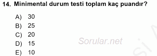 Temel Bakım Hizmetleri 2016 - 2017 Ara Sınavı 14.Soru