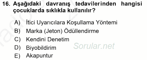 Temel Bakım Hizmetleri 2016 - 2017 Ara Sınavı 16.Soru