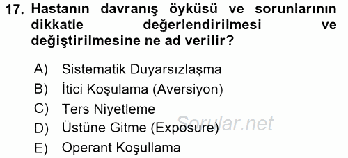 Temel Bakım Hizmetleri 2016 - 2017 Ara Sınavı 17.Soru