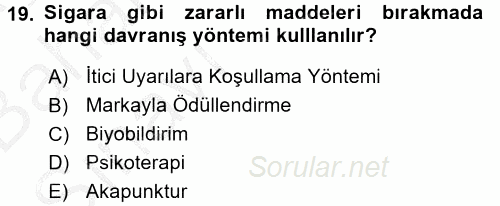 Temel Bakım Hizmetleri 2016 - 2017 Ara Sınavı 19.Soru