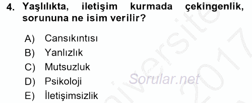 Temel Bakım Hizmetleri 2016 - 2017 Ara Sınavı 4.Soru