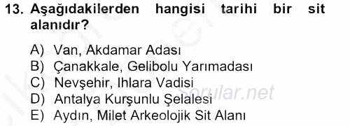 Peyzaj Çevre ve Tarım 2012 - 2013 Ara Sınavı 13.Soru