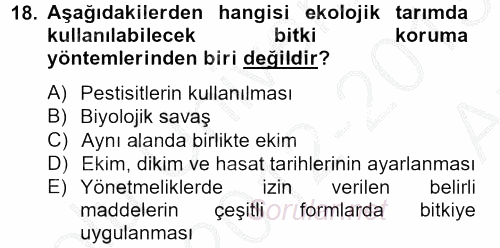 Peyzaj Çevre ve Tarım 2012 - 2013 Ara Sınavı 18.Soru