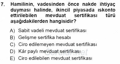 Finansal Ekonomi 2012 - 2013 Ara Sınavı 7.Soru