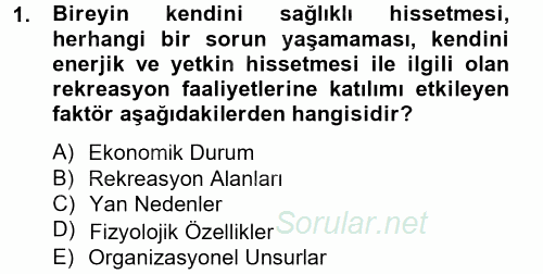 Termal ve Spa Hizmetleri 2012 - 2013 Dönem Sonu Sınavı 1.Soru