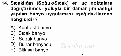 Termal ve Spa Hizmetleri 2012 - 2013 Dönem Sonu Sınavı 14.Soru