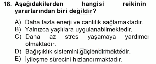 Termal ve Spa Hizmetleri 2012 - 2013 Dönem Sonu Sınavı 18.Soru