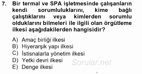 Termal ve Spa Hizmetleri 2012 - 2013 Dönem Sonu Sınavı 7.Soru