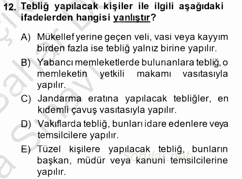 Vergi Usul Hukuku 2014 - 2015 Ara Sınavı 12.Soru