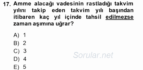 Vergi Usul Hukuku 2014 - 2015 Ara Sınavı 17.Soru