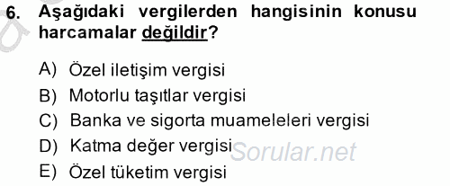 Vergi Usul Hukuku 2014 - 2015 Ara Sınavı 6.Soru
