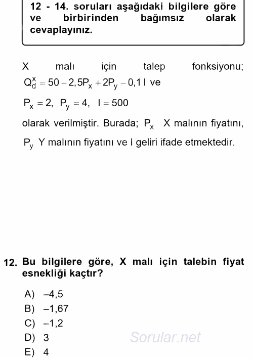 Matematiksel İktisat 2017 - 2018 Ara Sınavı 12.Soru