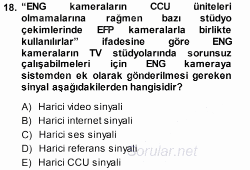 Radyo ve Televizyonda Ölçü Bakım 2014 - 2015 Ara Sınavı 18.Soru