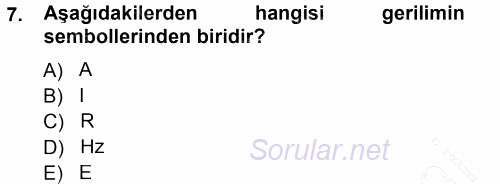 Radyo ve Televizyonda Ölçü Bakım 2014 - 2015 Ara Sınavı 7.Soru