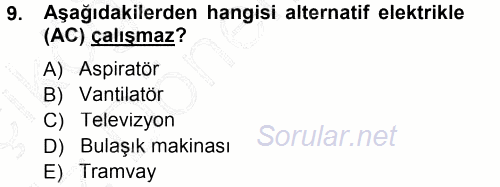 Radyo ve Televizyonda Ölçü Bakım 2014 - 2015 Ara Sınavı 9.Soru