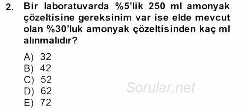 Veteriner Laboratuvar Teknikleri ve Prensipleri 2013 - 2014 Dönem Sonu Sınavı 2.Soru