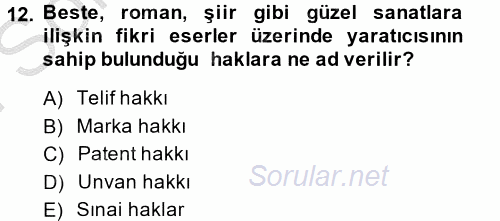 Elektronik Ticaret 2014 - 2015 Dönem Sonu Sınavı 12.Soru