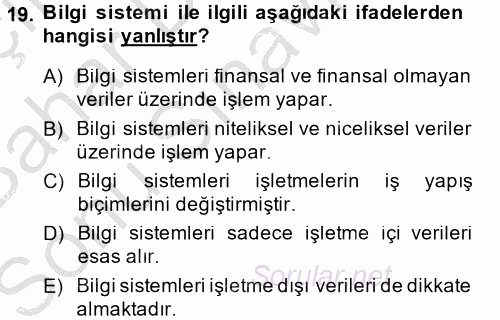 Elektronik Ticaret 2014 - 2015 Dönem Sonu Sınavı 19.Soru