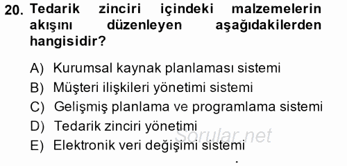 Elektronik Ticaret 2014 - 2015 Dönem Sonu Sınavı 20.Soru