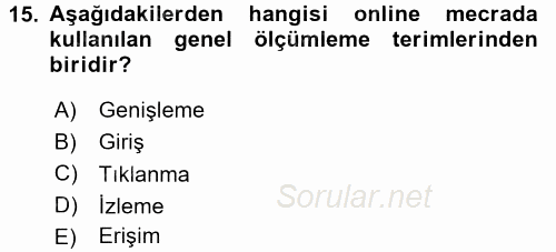 Medya Planlama 2015 - 2016 Tek Ders Sınavı 15.Soru