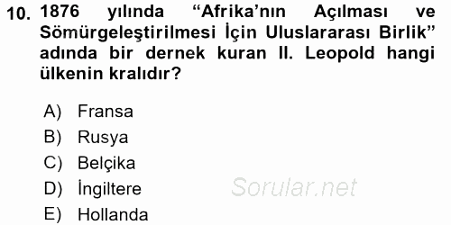 Siyasi Tarih 1 2017 - 2018 Dönem Sonu Sınavı 10.Soru