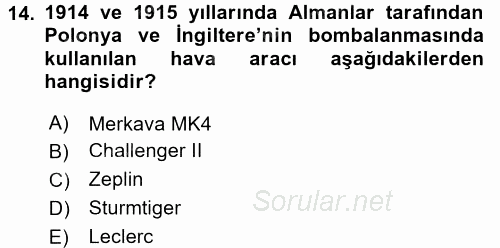 Siyasi Tarih 1 2017 - 2018 Dönem Sonu Sınavı 14.Soru