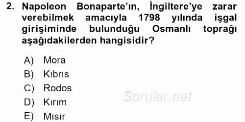 Siyasi Tarih 1 2017 - 2018 Dönem Sonu Sınavı 2.Soru