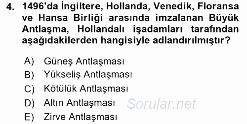 Siyasi Tarih 1 2017 - 2018 Dönem Sonu Sınavı 4.Soru