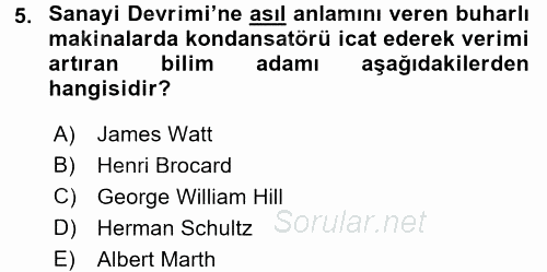 Siyasi Tarih 1 2017 - 2018 Dönem Sonu Sınavı 5.Soru