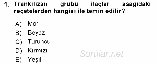 Temel Veteriner Farmakoloji ve Toksikoloji 2017 - 2018 3 Ders Sınavı 1.Soru