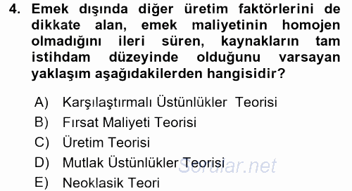 Dış Ticaret İşlemleri ve Belgeleri 2017 - 2018 Dönem Sonu Sınavı 4.Soru