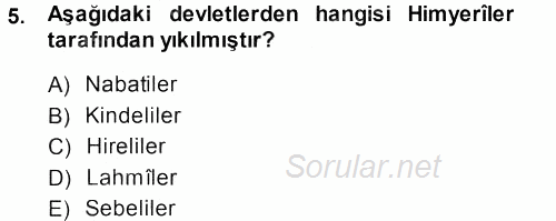 İlk Dönem İslam Tarihi 2013 - 2014 Ara Sınavı 5.Soru