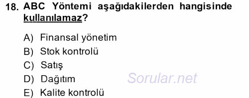 Muhasebe Yazılımları 2014 - 2015 Ara Sınavı 18.Soru