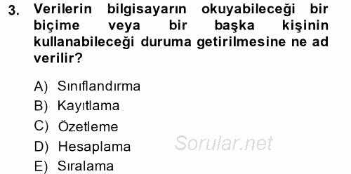 Muhasebe Yazılımları 2014 - 2015 Ara Sınavı 3.Soru