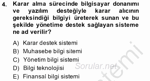 Muhasebe Yazılımları 2014 - 2015 Ara Sınavı 4.Soru