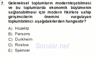 Sosyoloji 1 2013 - 2014 Ara Sınavı 7.Soru