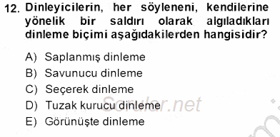 Bireyler Arası İletişim 2013 - 2014 Dönem Sonu Sınavı 12.Soru