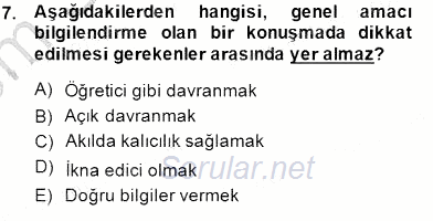 Bireyler Arası İletişim 2013 - 2014 Dönem Sonu Sınavı 7.Soru