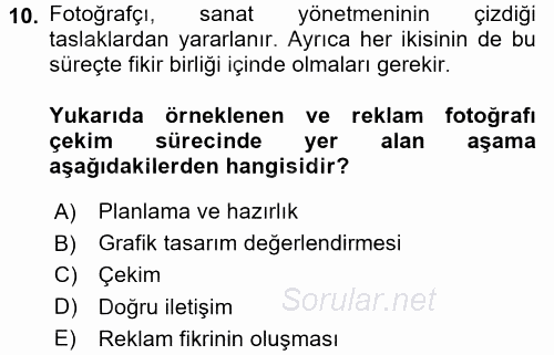 Fotoğrafın Kullanım Alanları 2016 - 2017 Ara Sınavı 10.Soru
