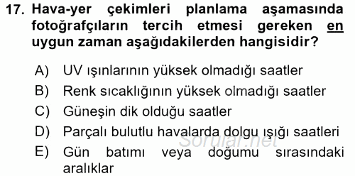Fotoğrafın Kullanım Alanları 2016 - 2017 Ara Sınavı 17.Soru