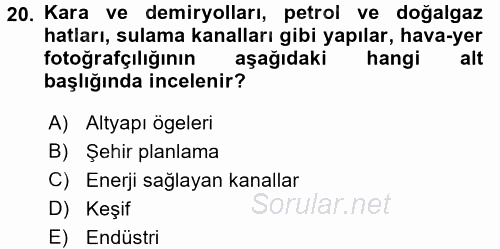 Fotoğrafın Kullanım Alanları 2016 - 2017 Ara Sınavı 20.Soru