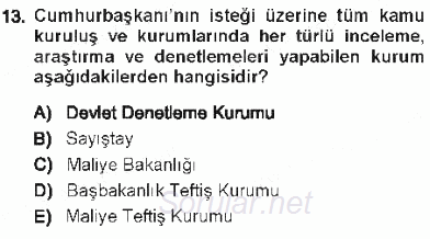 Yönetim Bilimi 1 2012 - 2013 Tek Ders Sınavı 13.Soru