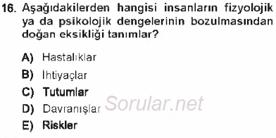 Yönetim Bilimi 1 2012 - 2013 Tek Ders Sınavı 16.Soru